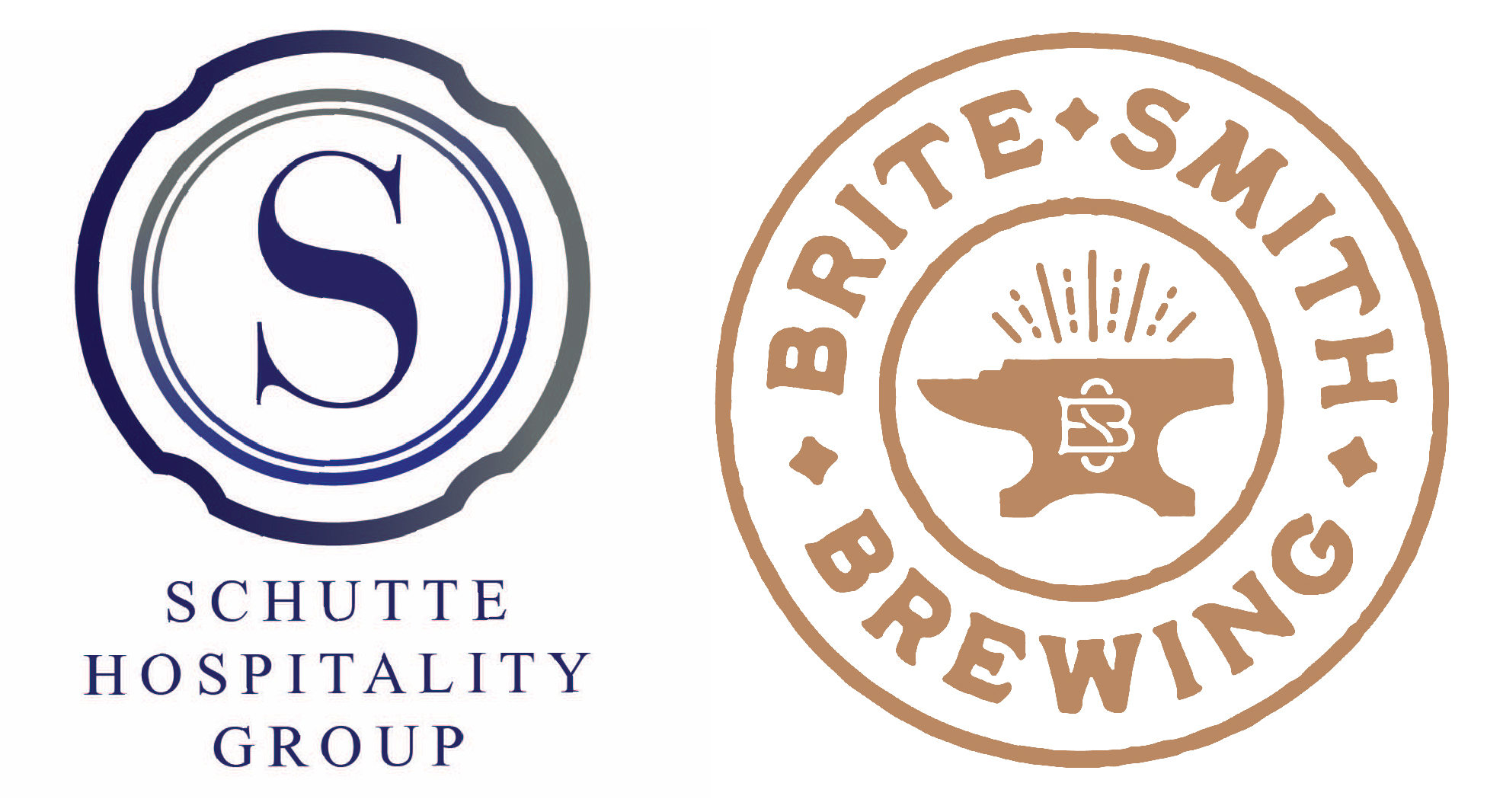 Schutte Hospitality Group logo and Brite Smith Brewing logo