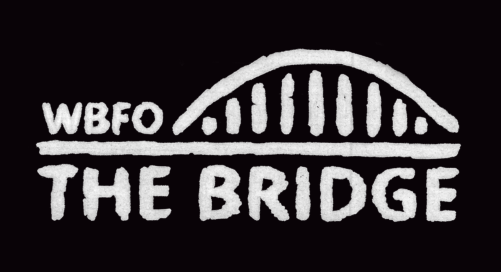 "WBFO The Bridge" in white font on a black background