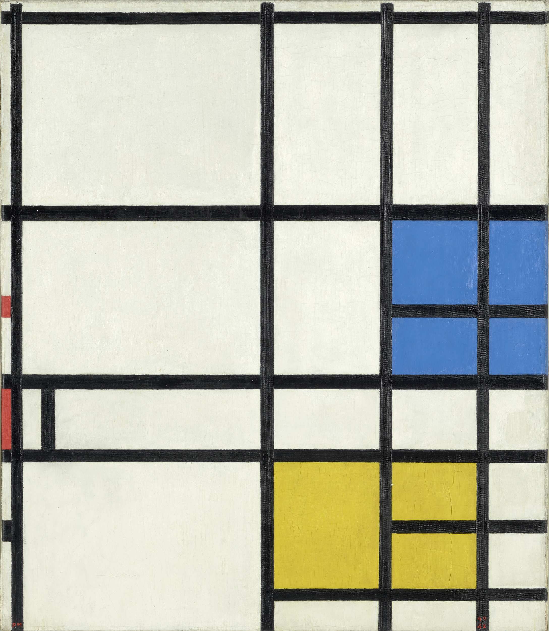 Composition No. 11, 1940-42--LONDON, with Blue, Red and Yellow