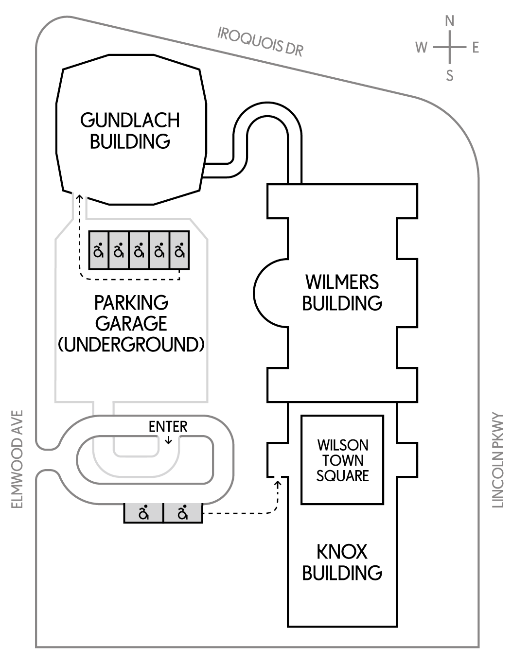 Campus map for the Buffalo AKG Art Museum