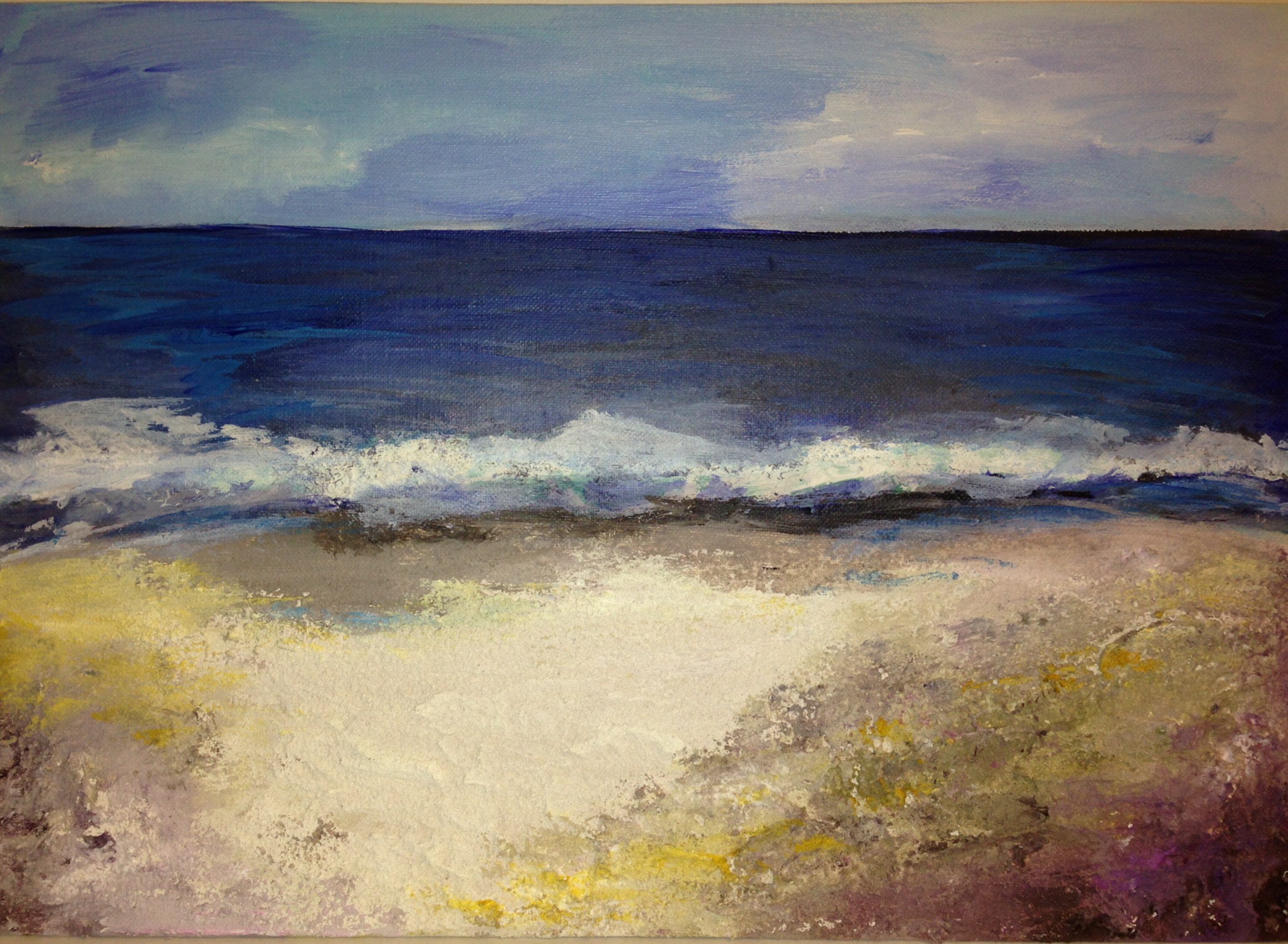 Painting of waves crashing on the beach