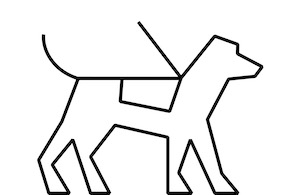 Outline of a dog on a leash