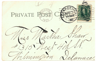 Postcard mailing panel from 1905