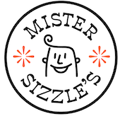 Mr Sizzles logo of a cartoon chef in a circle