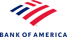 Bank of America logo of a flag that is red white and blue striped