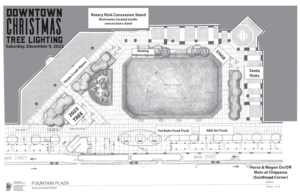 Map of outdoor ice rink and surrounding area