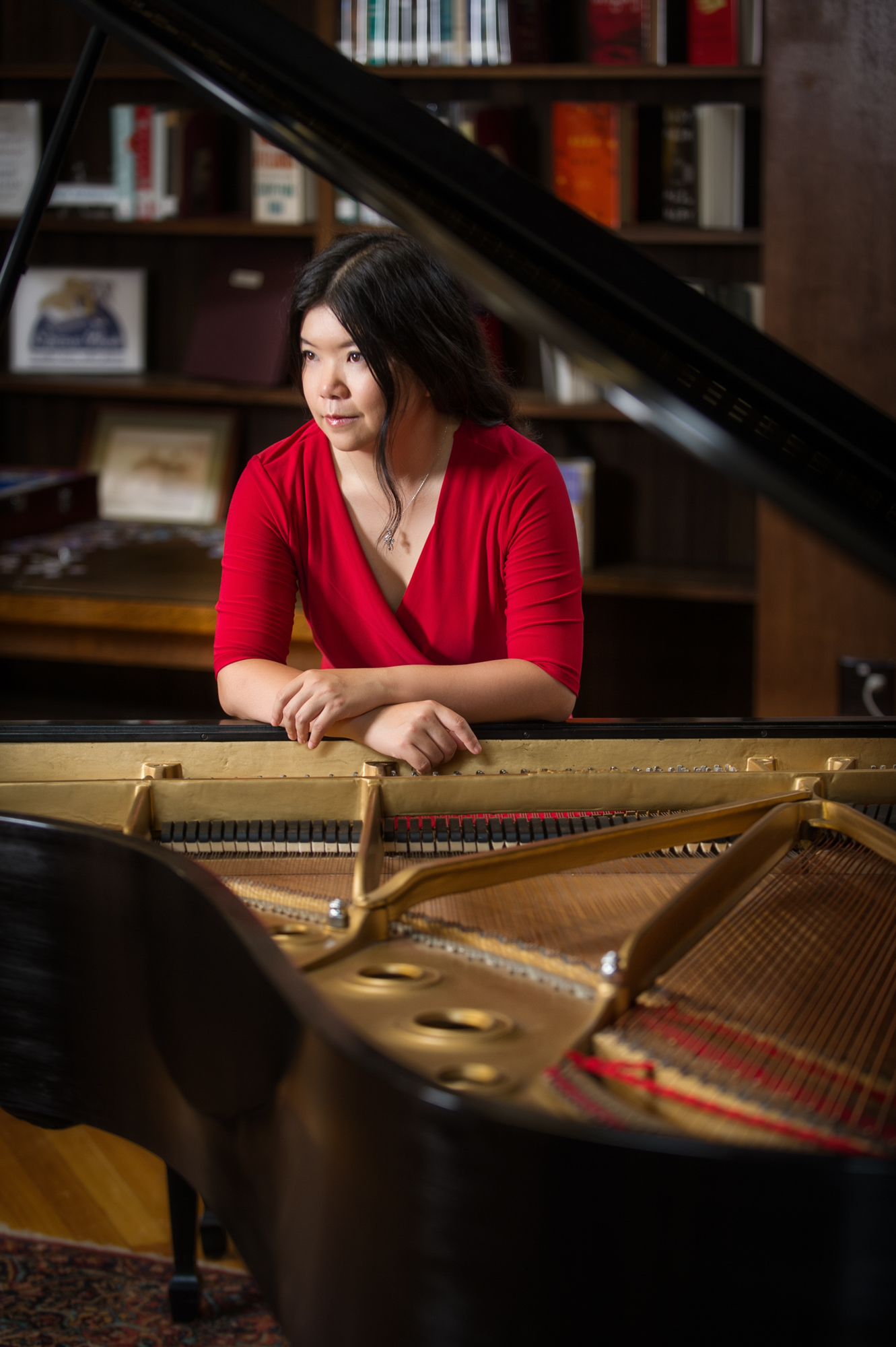 A person sitting at a piano