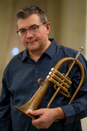 A man holding a trumpet 