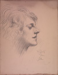 [profile sketch of a woman]P