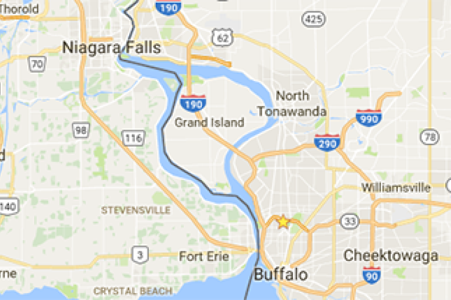 Google map of the Buffalo Niagara region