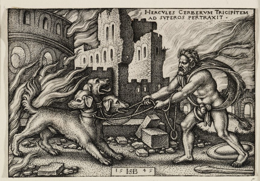 Hercules Cerberum Tricipetum Ad Superos Petraxit (Hercules Capturing Three-headed Cerberus) from the series Labors of Hercules