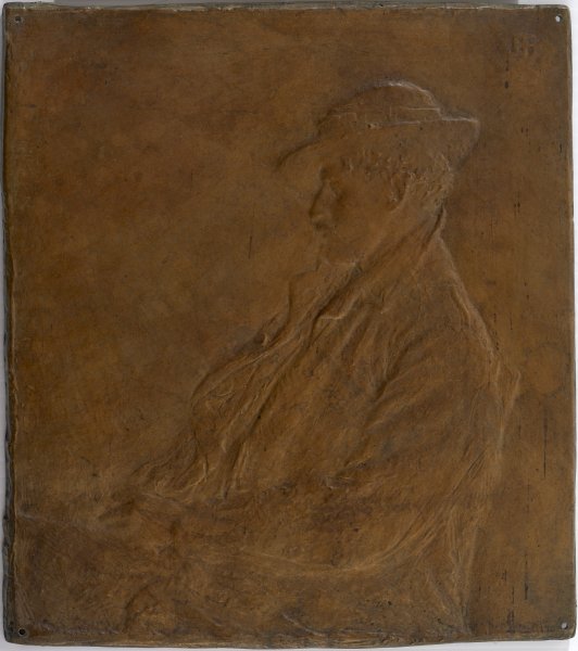 Profile of a Seated Figure in a Hat Facing Left