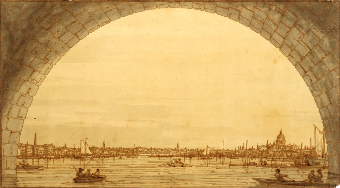 View Through an Arch of Westminster Bridge Towards the City of London