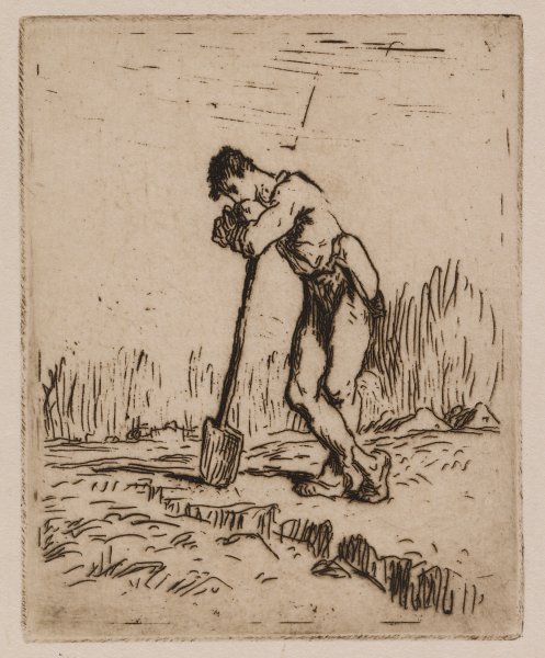 Man Leaning on a Spade