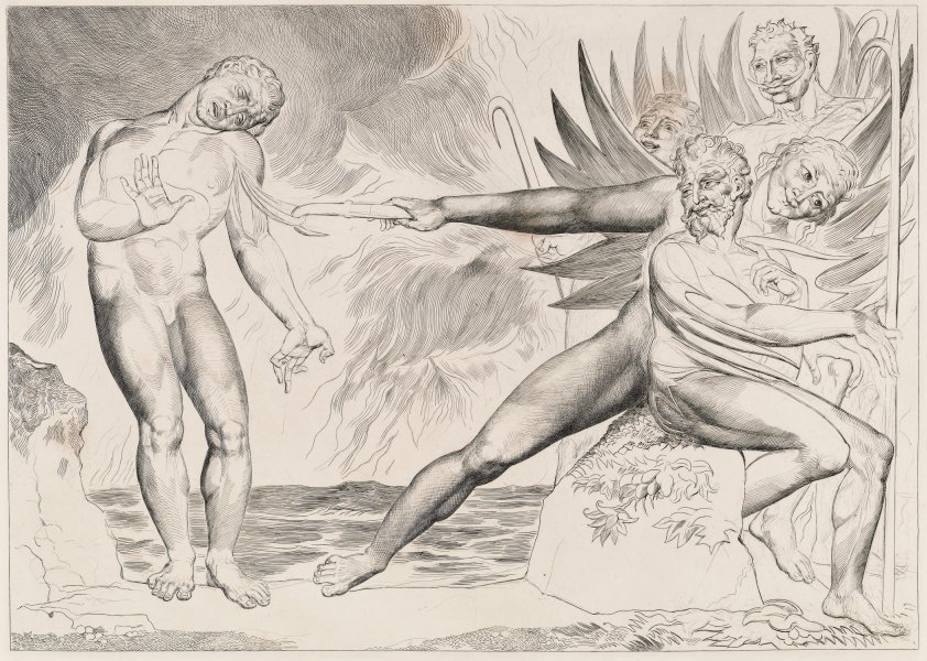 The Circle of the Corrupt Officials: the Devils tormenting Ciamploto. Inferno, canto XXII from the series Illustrations to Dante's Divine Comedy