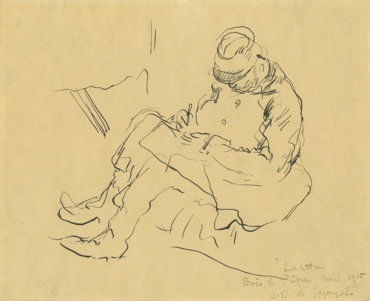 The Letter: Bois le Prêtre from the series Nine Drawings Made at the Front, World War I