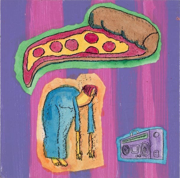 Pizza, excercising figure & radio