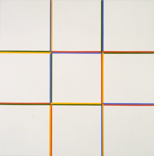 Neun Felder durch Doppelfarben geteilt (Nine Fields Divided by Means of Two Colors)