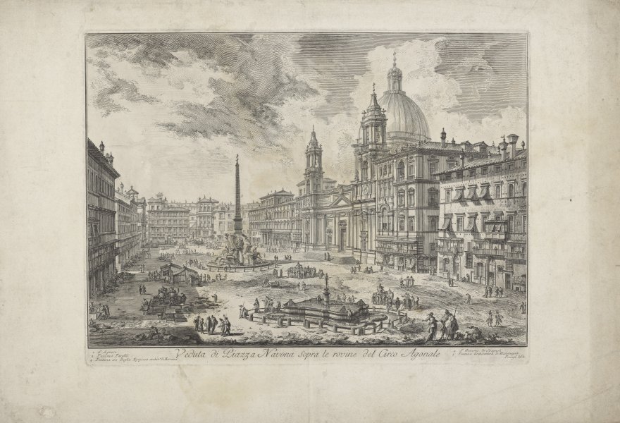Veduta di Piazza Navona sopra le rovine del Circo Agonale (View of the Piazza Navona above the Ruins of the Circus of Domitian) from the series Vedute di Roma (Views of Rome)