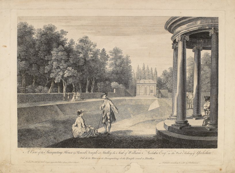 A View of the Banqueting House and Round Temple at Studley