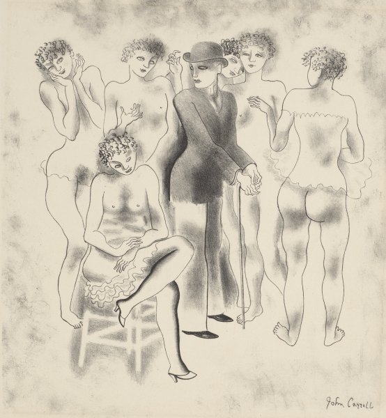 Man in Derby Surrounded by Six Nudes
