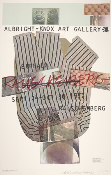 Poster for Rauschenberg exhibition at the Albright-Knox Art Gallery