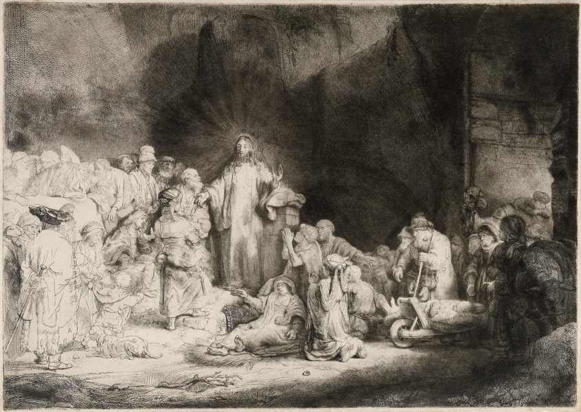 Christ, with the Sick around Him, Receiving Little Children (also, Christ Healing the Sick) (The Hundred Guilder Print)