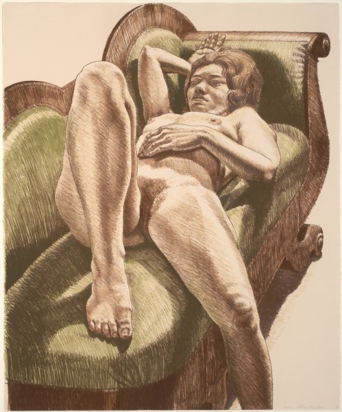 Reclining Nude On Green Couch