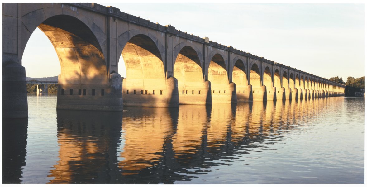 Morning Light on Railroad Viaduct, Harrisburg, Pa. from the series Luminous River