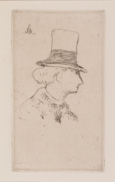 Portrait of Charles Baudelaire in profile
