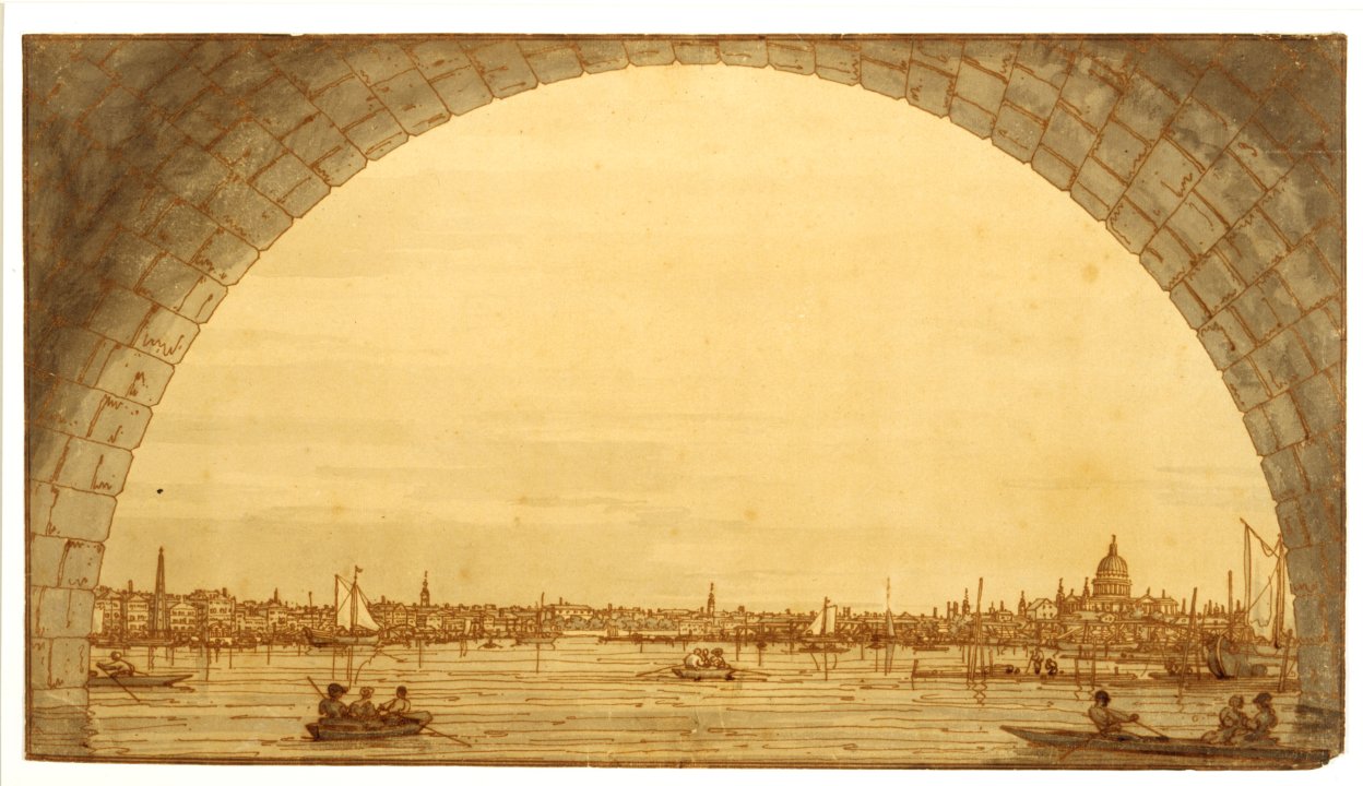 View Through an Arch of Westminster Bridge Towards the City of London
