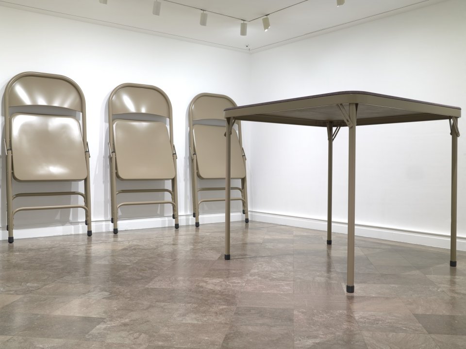 No title (folding table and chairs, beige)