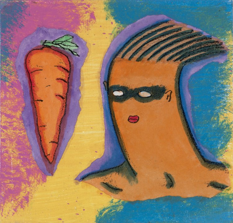 Carrot & blue masked figure