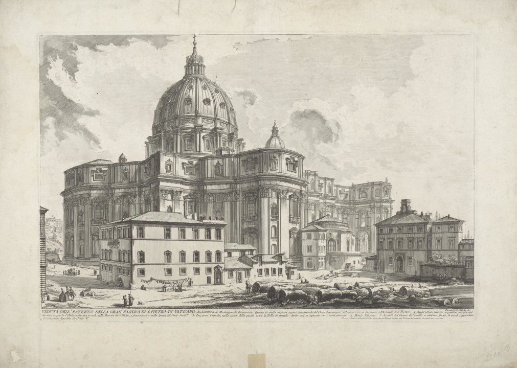 Veduta dell’esterno della gran Basilica di S. Pietro in Vaticano (View of the exterior of St. Peter’s Basilica in the Vatican) from the series Vedute di Roma (Views of Rome)