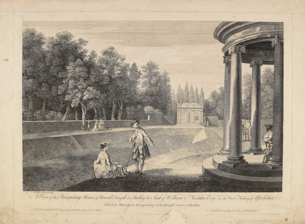 A View of the Banqueting House and Round Temple at Studley