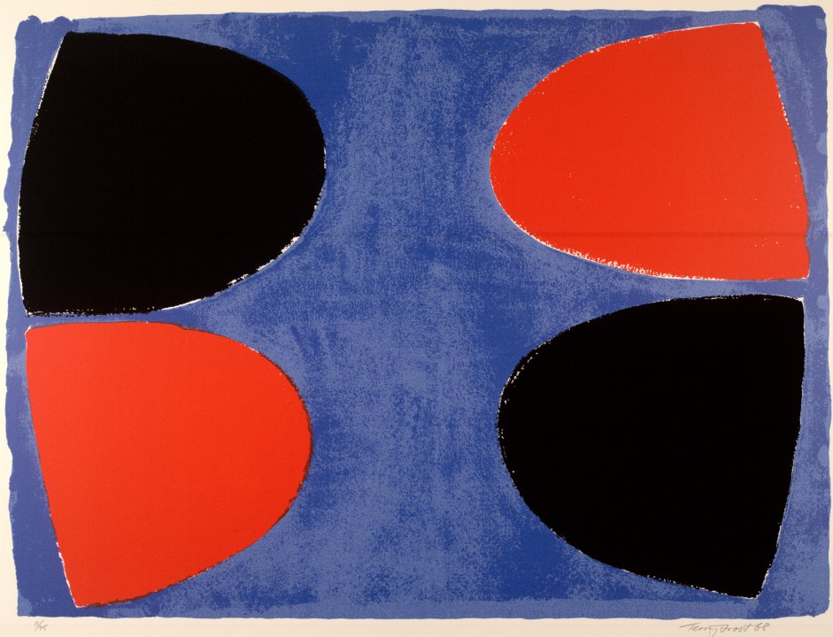Black and Red on Blue