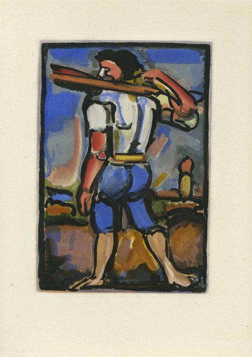 Aide-Bourreau portant un des bois de la croix, vers la gauche (Henchman's Aide Carrying Part of the Cross, Facing Left) from the book Passion