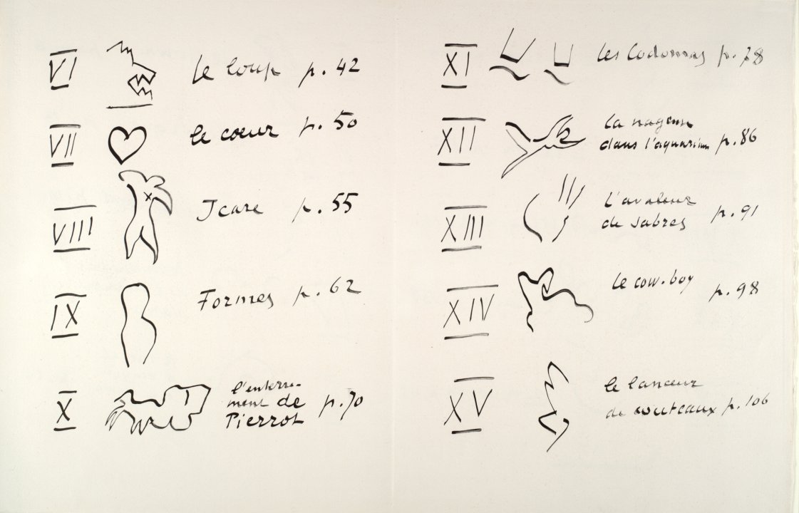 text folios, colophon page and Table des Images (Table of Images