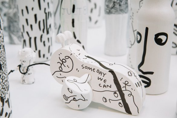 Detail of an installation by Shantell Martin in the Albright-Knox's Sculpture Court