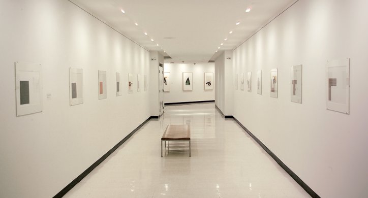 Installation view of Robert Motherwell and Frank Stella: Prints from the Permanent Collection