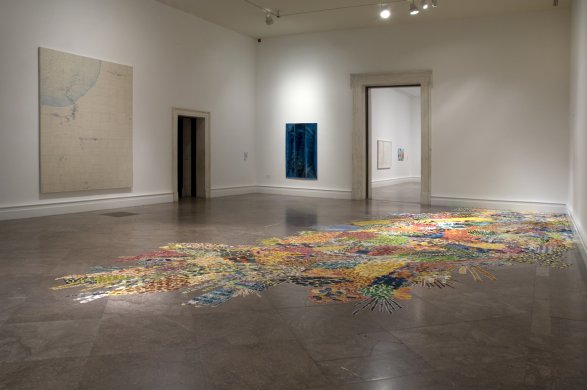 Installation view of Topographies, with Polly Apfelbaum's Reckless, 1998, in the foreground