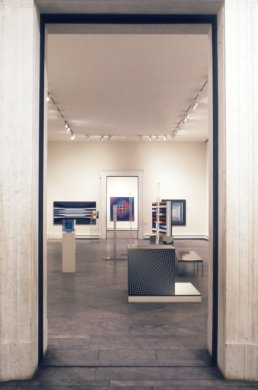 Installation view of Movement, Optical Phenomena and Light: Kinetic and Optic Painting and Sculpture in the Albright-Knox Art Gallery Collection