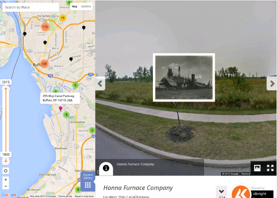 Screenshot of the Hanna Furnace Company on the Albright-Knox Art Gallery's Historypin channel