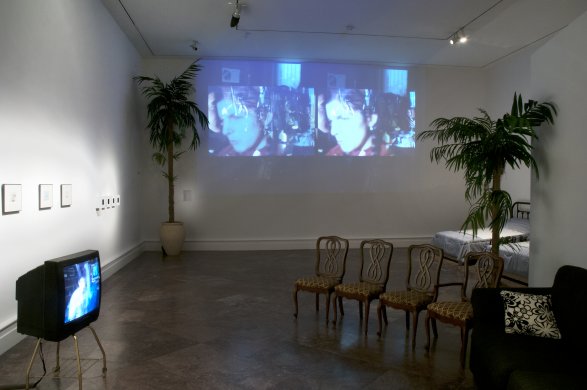 Installation view of Tony Conrad's Come To, 1979, in Wish You Were Here: The Buffalo Avant-garde in the 1970s