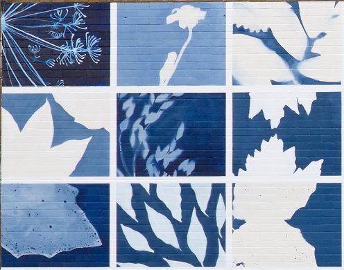 Detail from Hillary Waters Fayle's Botanical Blueprint at 244 Dewitt Street in Buffalo