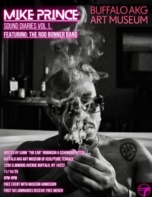Event poster with a person wearing sunglasses smoking