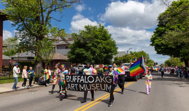 People marching in the 2025 Buffalo Pride Parade