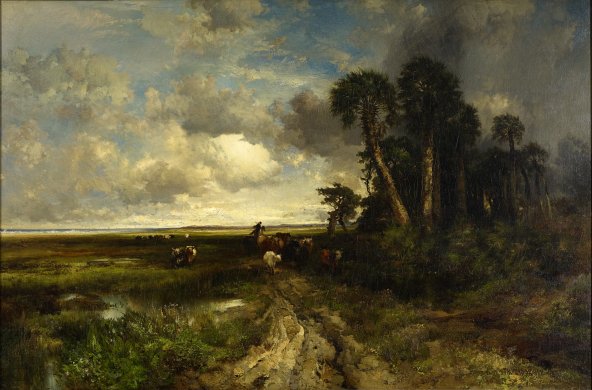 Thomas Moran's Bringing Home the Cattle—Coast of Florida, 1879