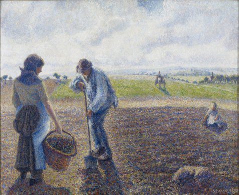 Camille Pissarro's Paysans dans les champs, Éragny (Peasants in the Fields, Éragny), 1890