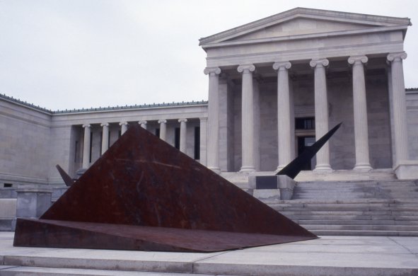 Installation view of Beverly Pepper: Sculpture in Place on the Delaware Stairs